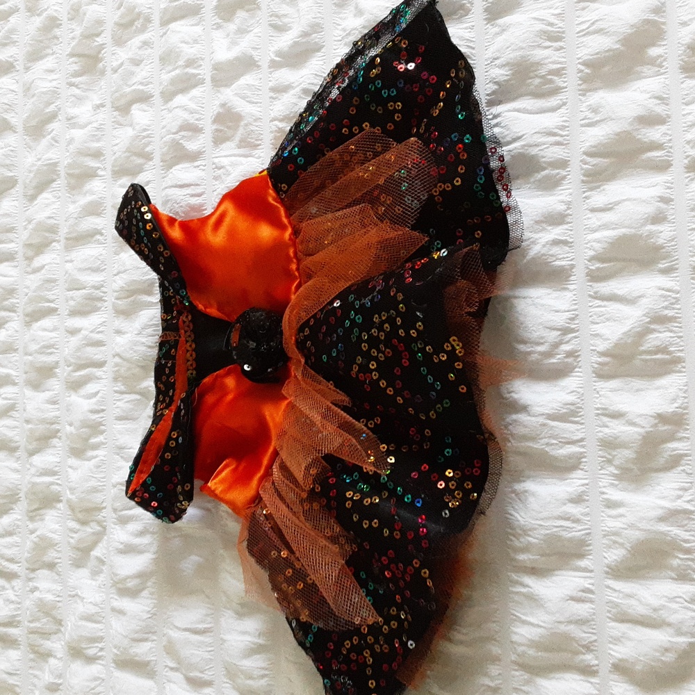 Build a Bear vintage orange and black sequins Halloween costume (dress)